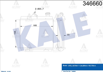 Opel Astra Kalorifer Radyatörü Radyatör A OEM 1618004